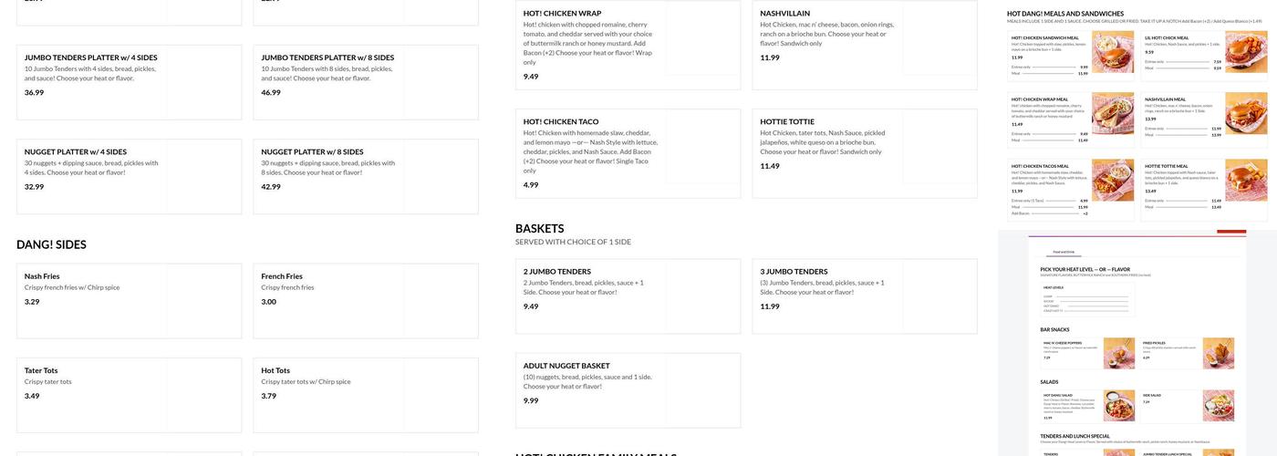 NASHBIRD Menu