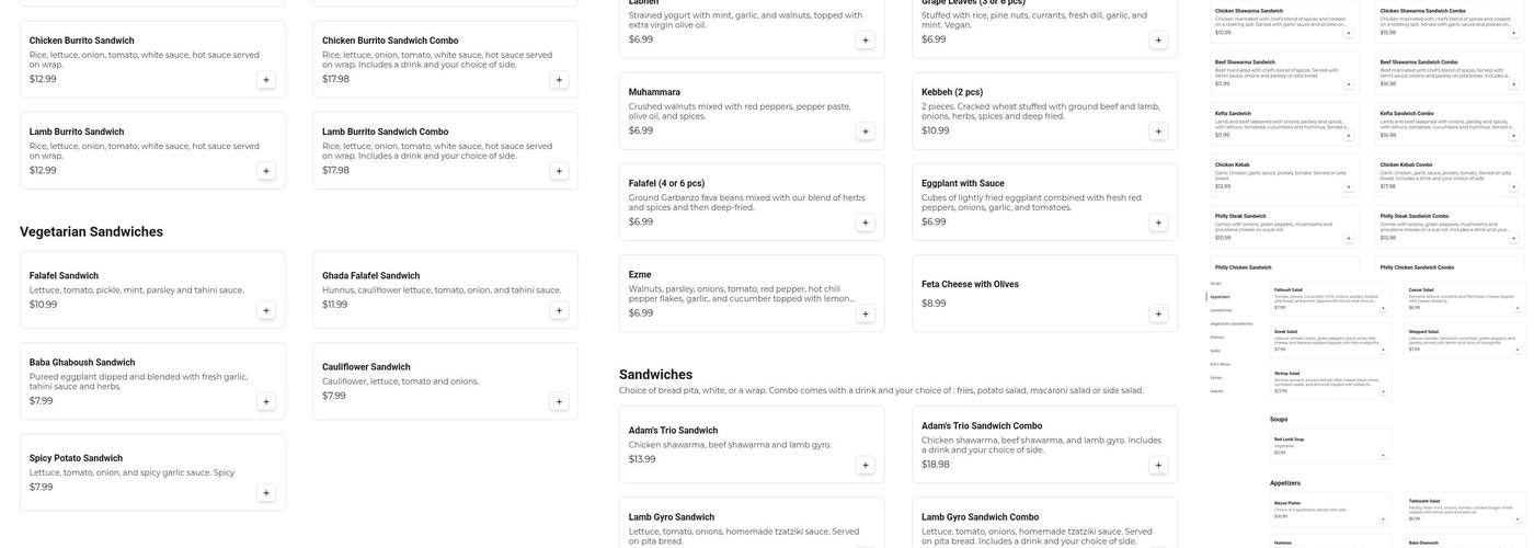 Adam’s kitchen Menu