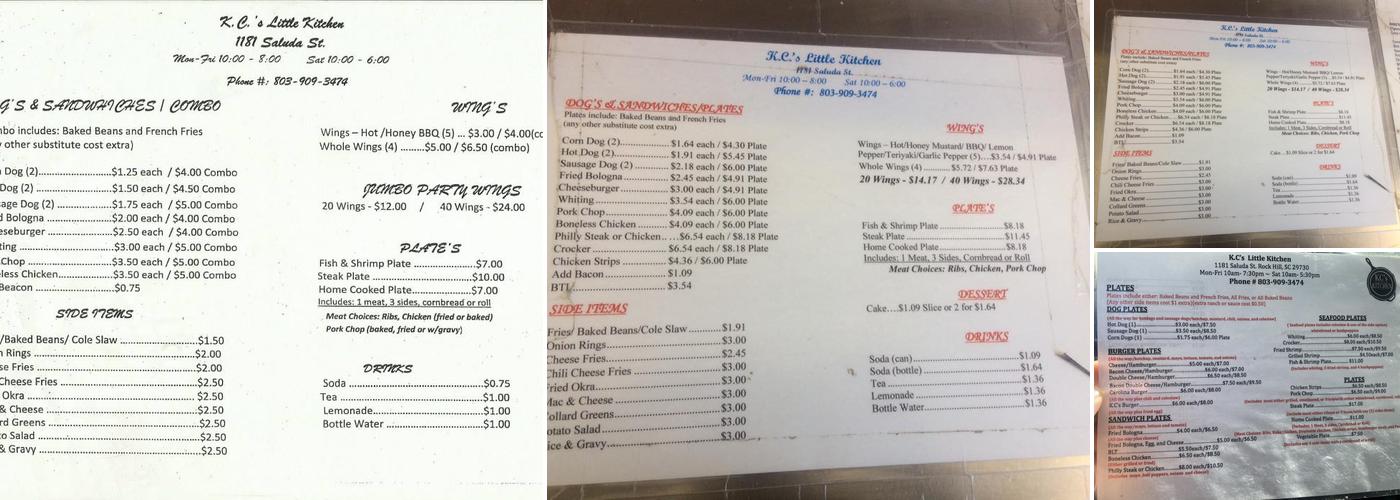 KC's Little Kitchen- Chicken & Fish Menu