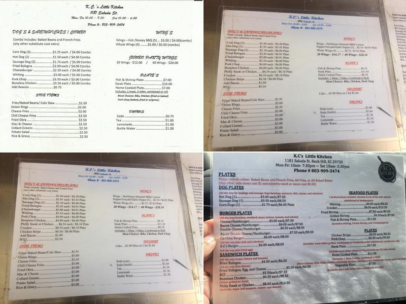 KC's Little Kitchen- Chicken & Fish Menu