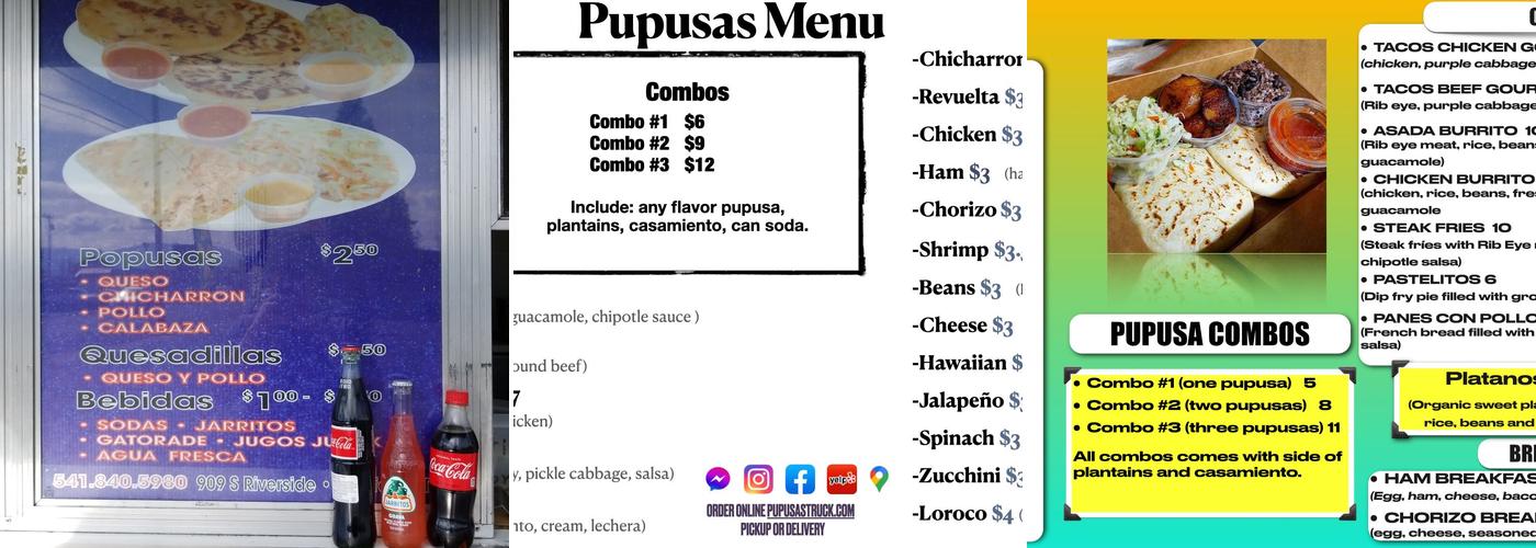 Popusas michoacanas Menu