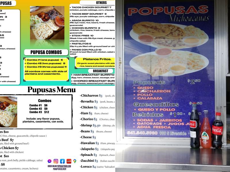 Popusas michoacanas Menu