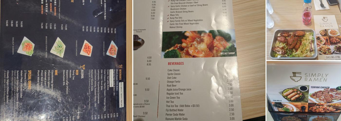 Simply Ramen Menu