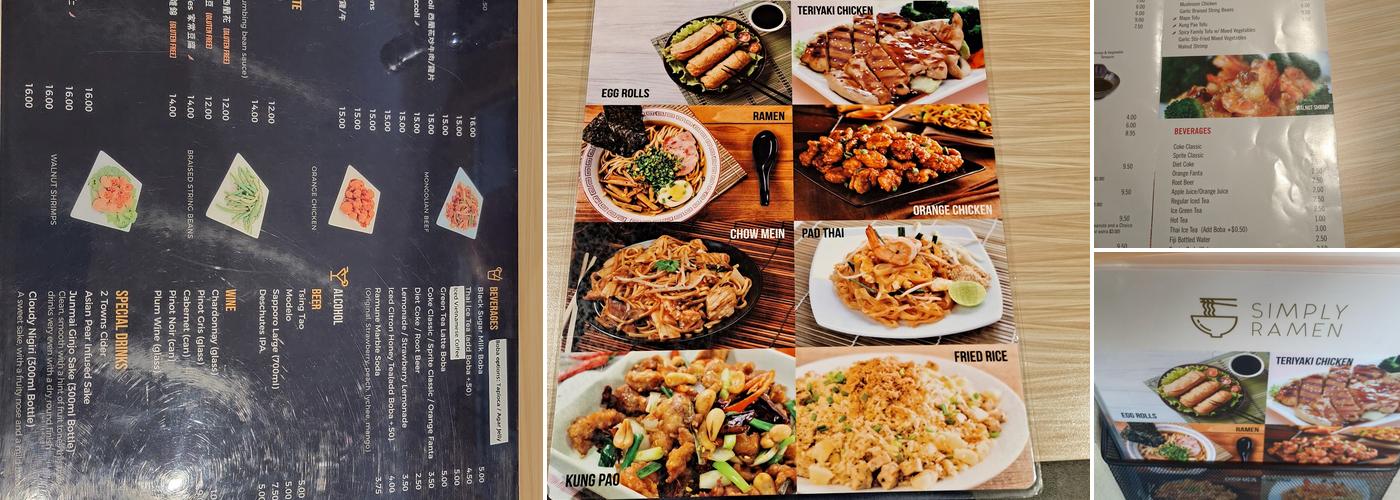 Simply Ramen Menu