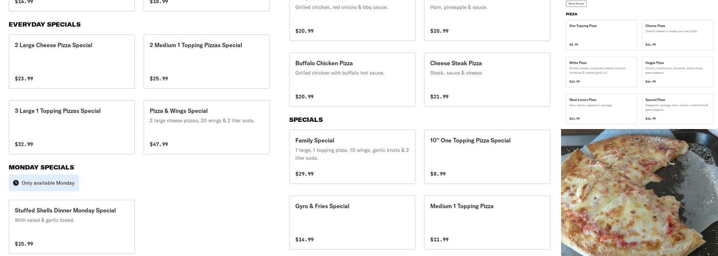 Four Seasons Pizzeria Menu