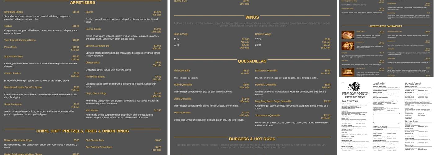 Macado's Menu