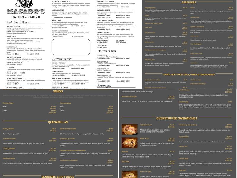 Macado's Menu