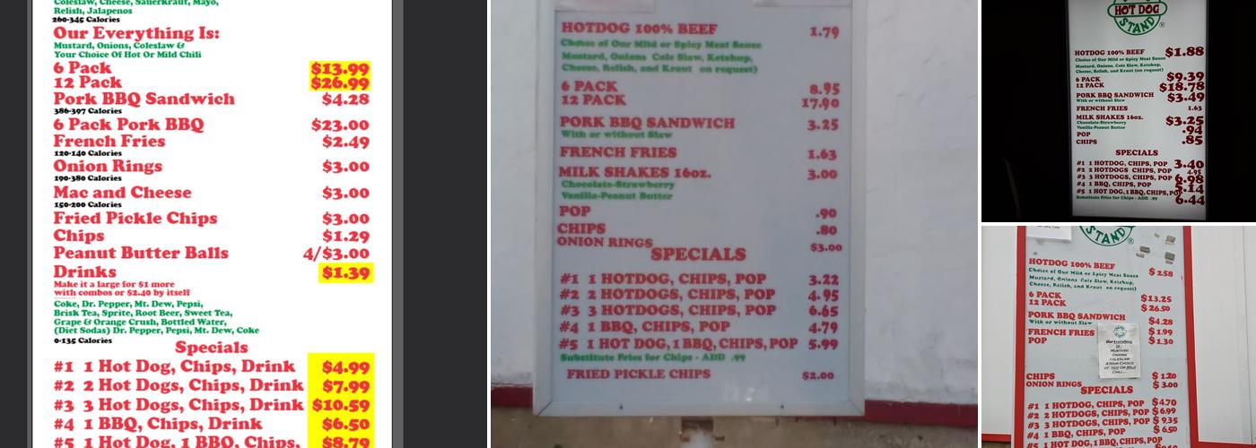 Sam's Hot Dogs of Harrisonburg Menu