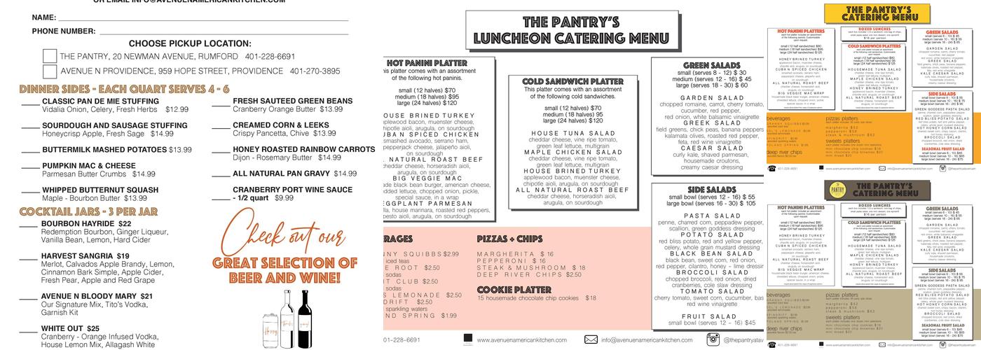 The Pantry at Avenue N Menu