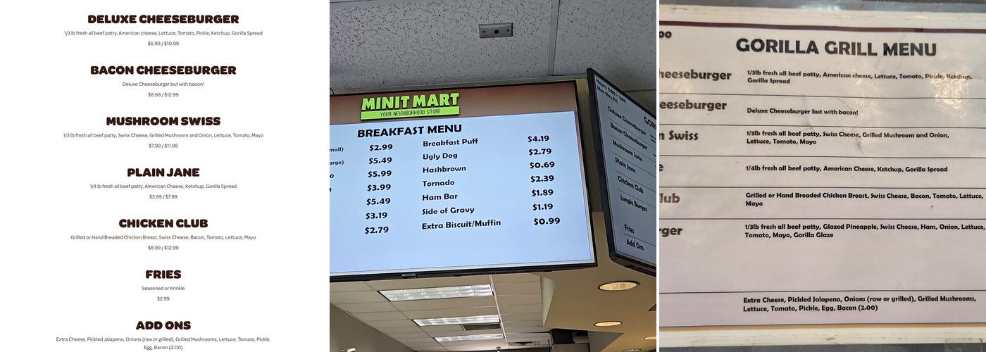Gorilla Grill Menu