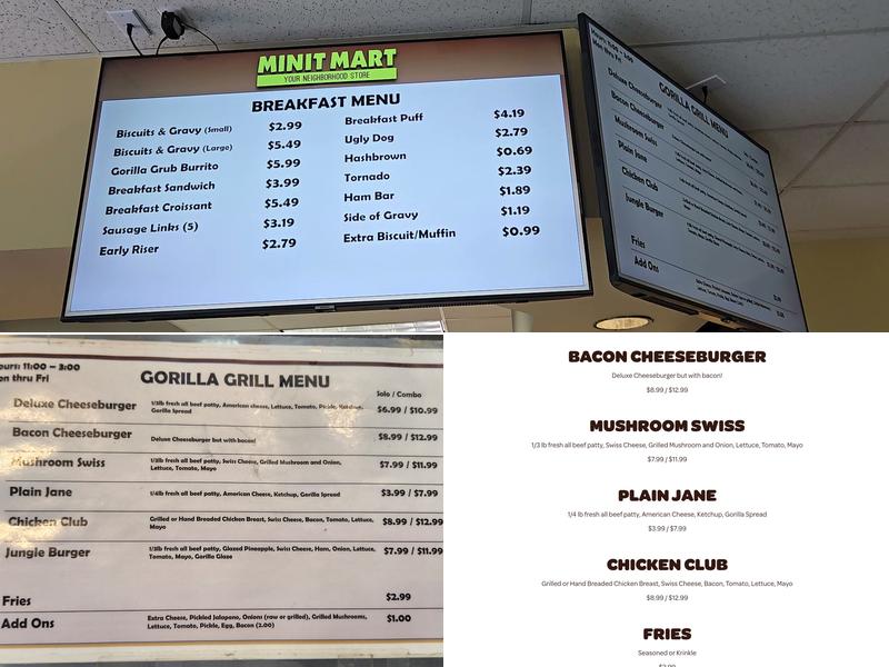 Gorilla Grill Menu