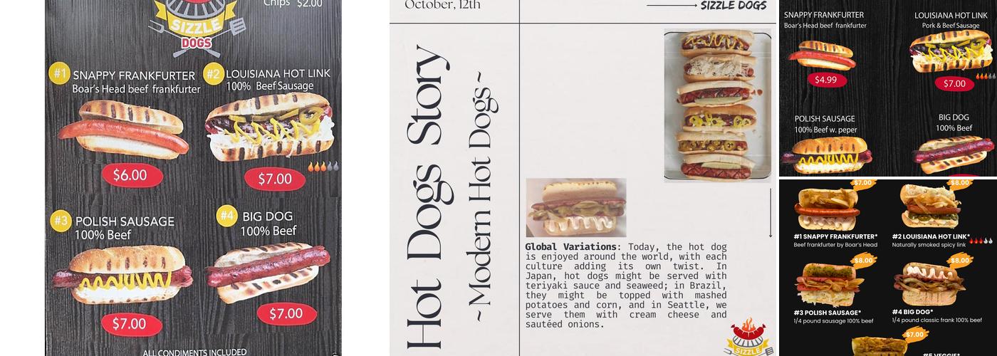 Sizzle Dogs Menu