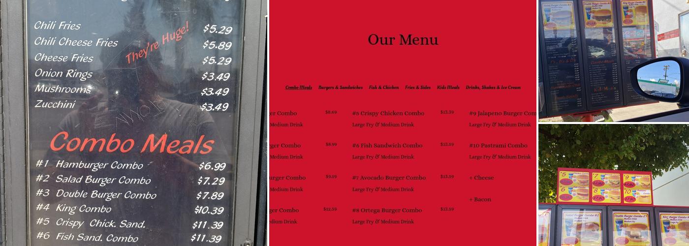 Root Beer King Menu