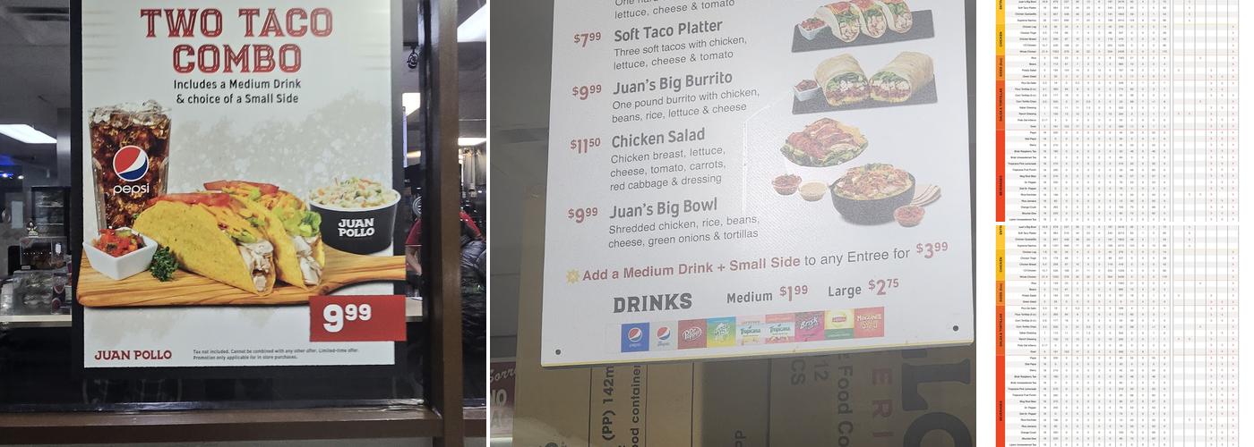Juan Pollo Menu