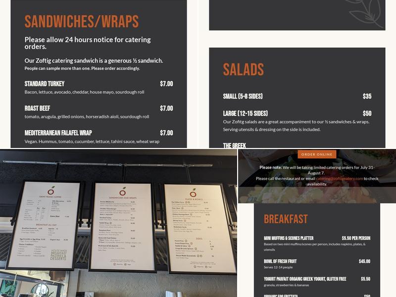 Zoftig Eatery & Catering Menu
