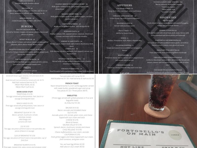 Portobello's on Main Menu