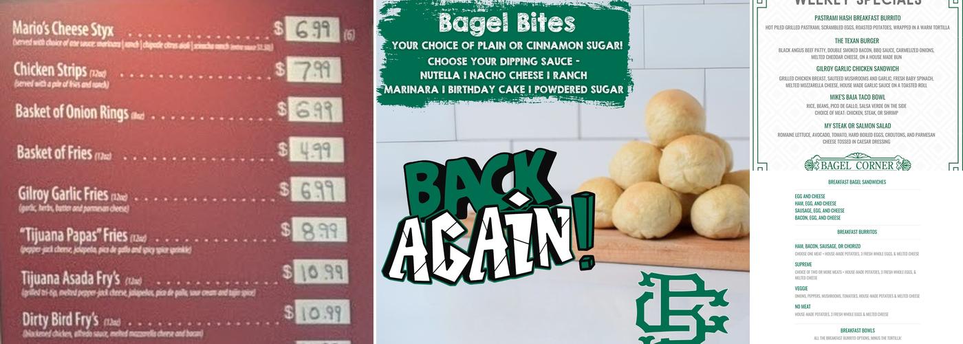 Bagel Corner Menu