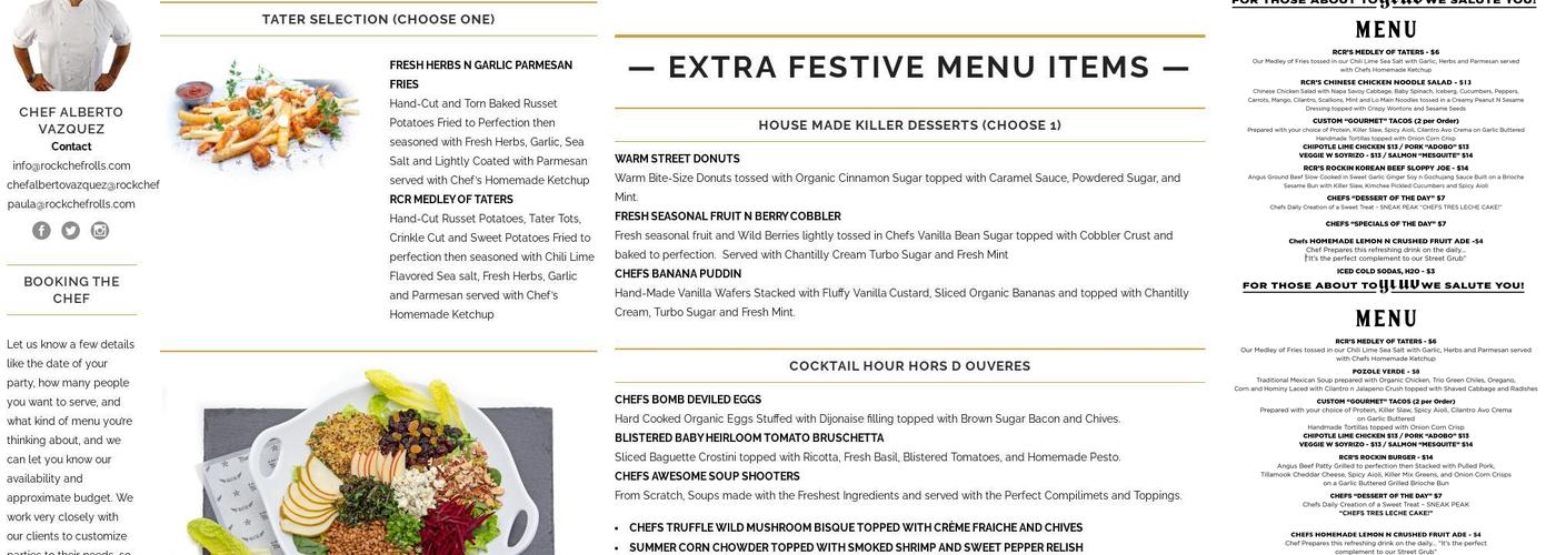 Rock Chef Rolls Menu