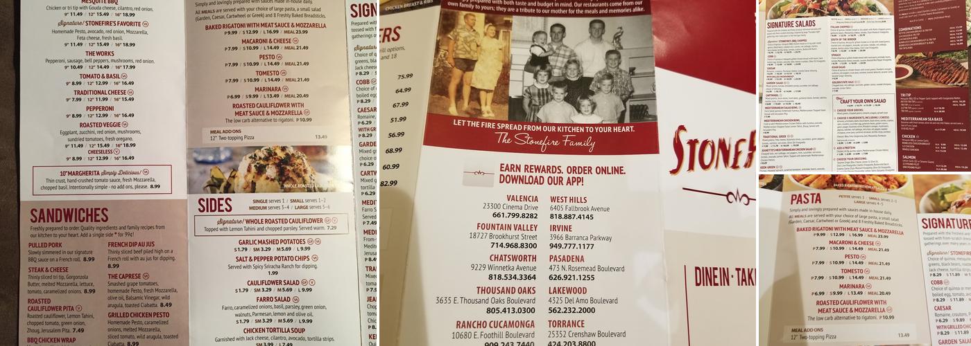 Stonefire Grill Menu