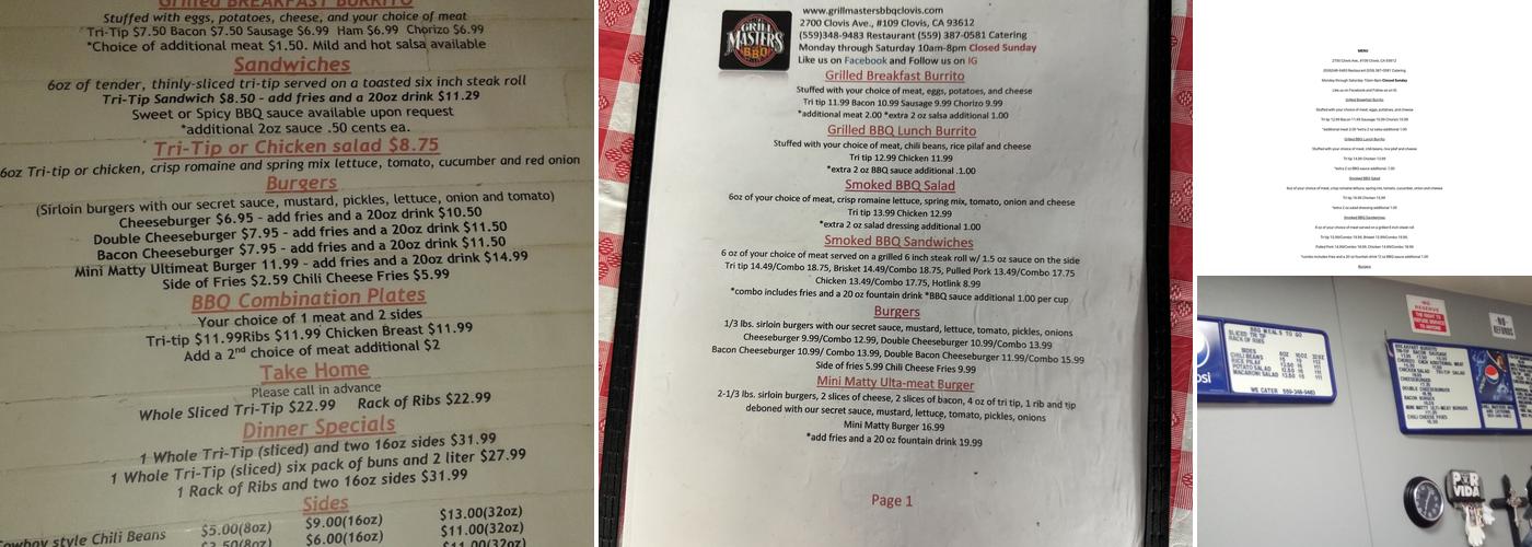 Grill Masters BBQ Menu