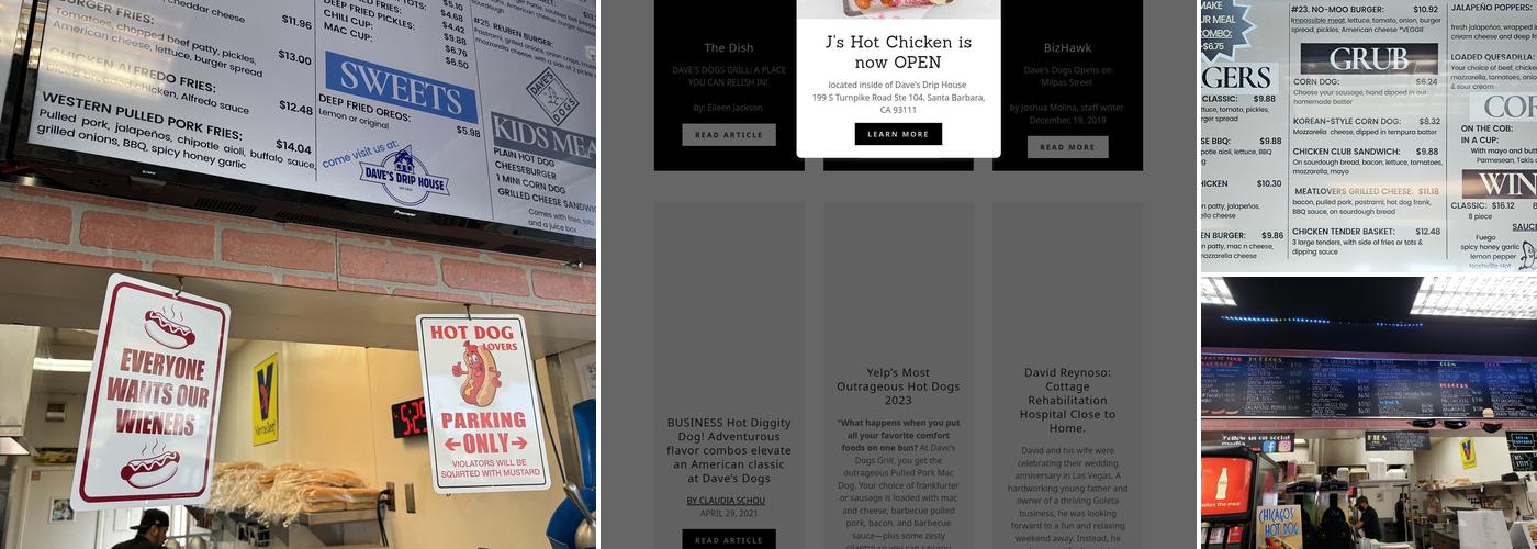 Dave's Dogs Grill Menu