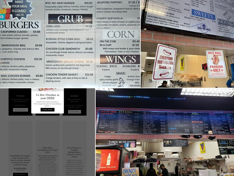 Dave's Dogs Grill Menu