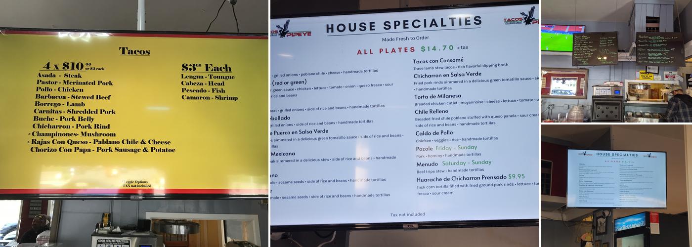 Tacos Pipeye Menu