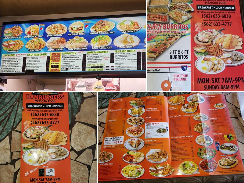 Boys Hamburgers #8 Menu