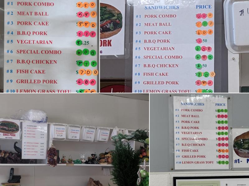 Cấm Hương Sandwiches Menu