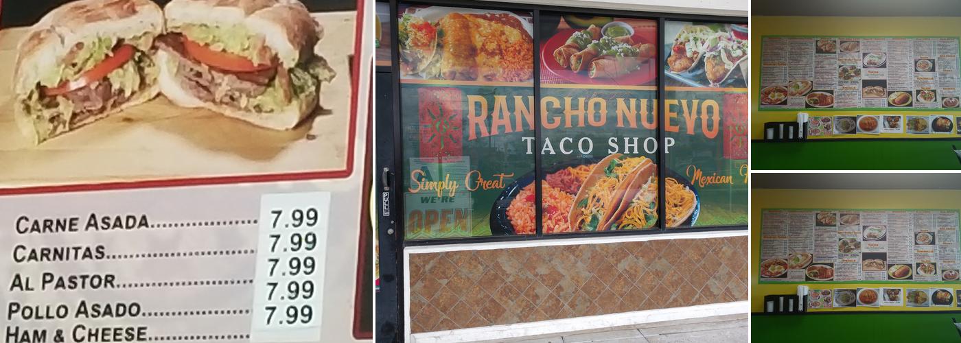 Rancho nuevo taco shop Menu