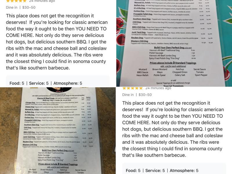 Roy's Chicago Dogs & BBQ at the Yard Menu