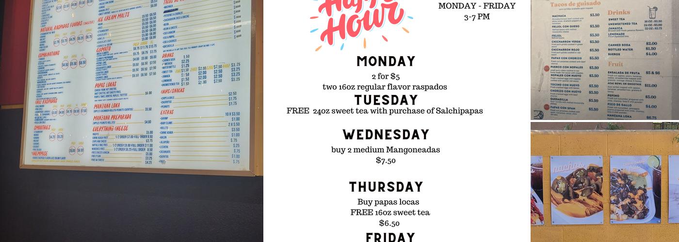 Ruben's Raspados Menu