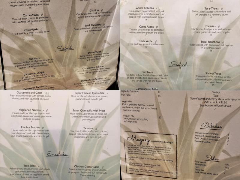 Maguey Mexican Restaurant Menu