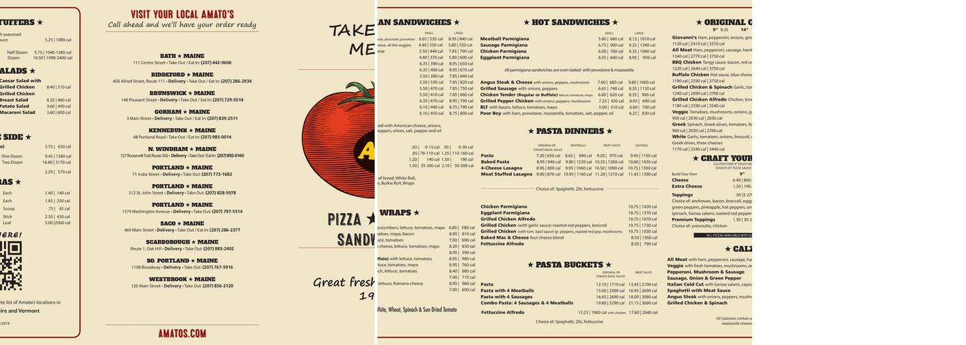 Amato's Menu