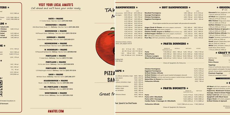 Amato's Menu