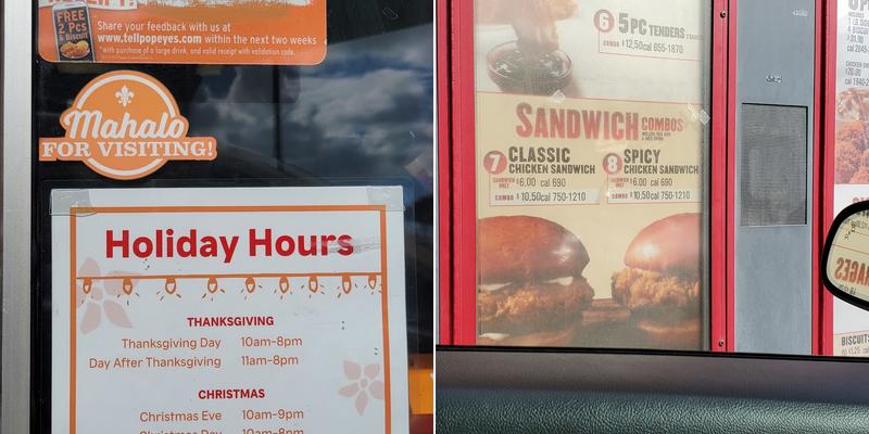 Popeyes Louisiana Kitchen Menu