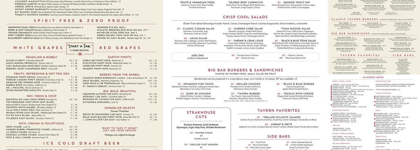 Marlow's Tavern Menu