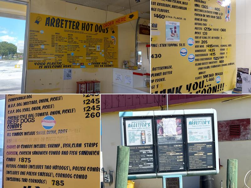 Arbetter`s Hotdogs Menu