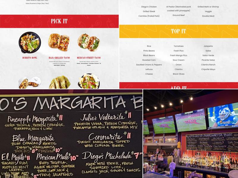 Diego's Burrito Factory & Margarita Bar Menu