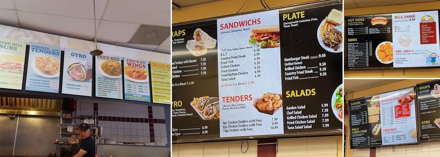 Sub Wings Milkshake & Burger Menu
