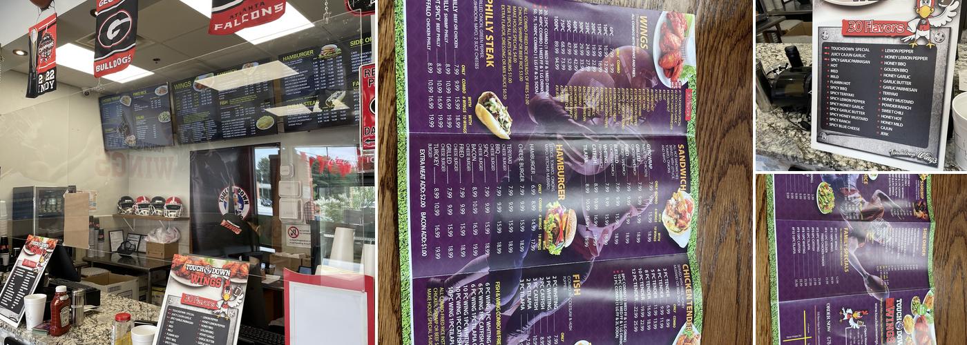 TOUCHDOWN WINGS Menu