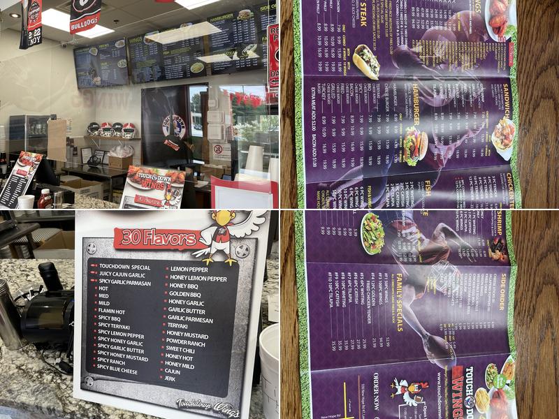 TOUCHDOWN WINGS Menu
