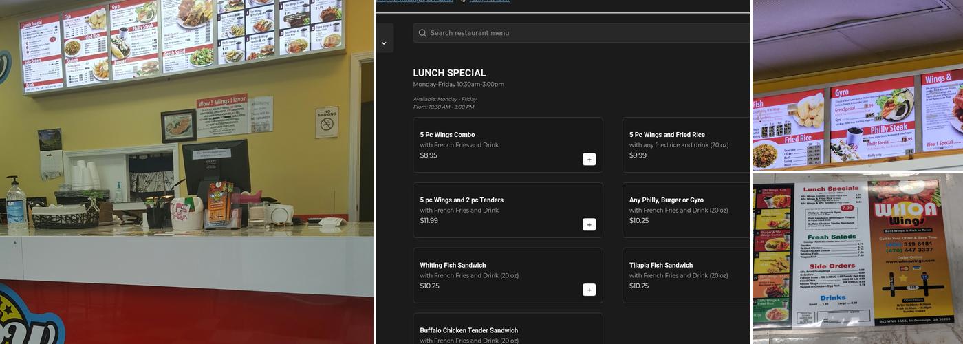 Whoa Wings Menu