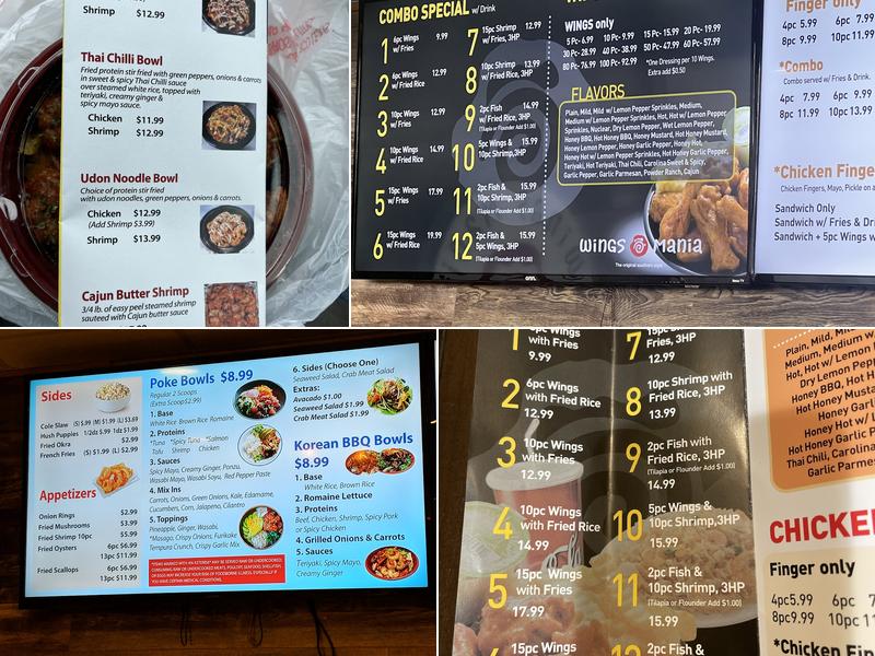 Wings Mania Menu