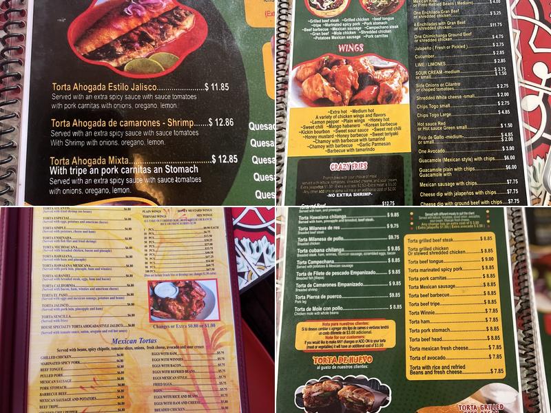 Las Tortas Ahogadas Jalisco Menu