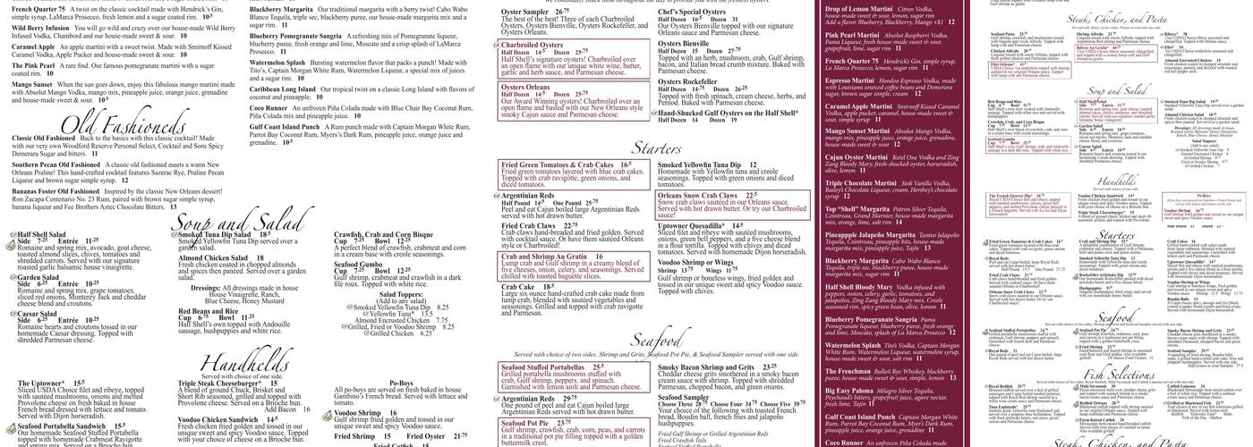 Half Shell Oyster House Menu