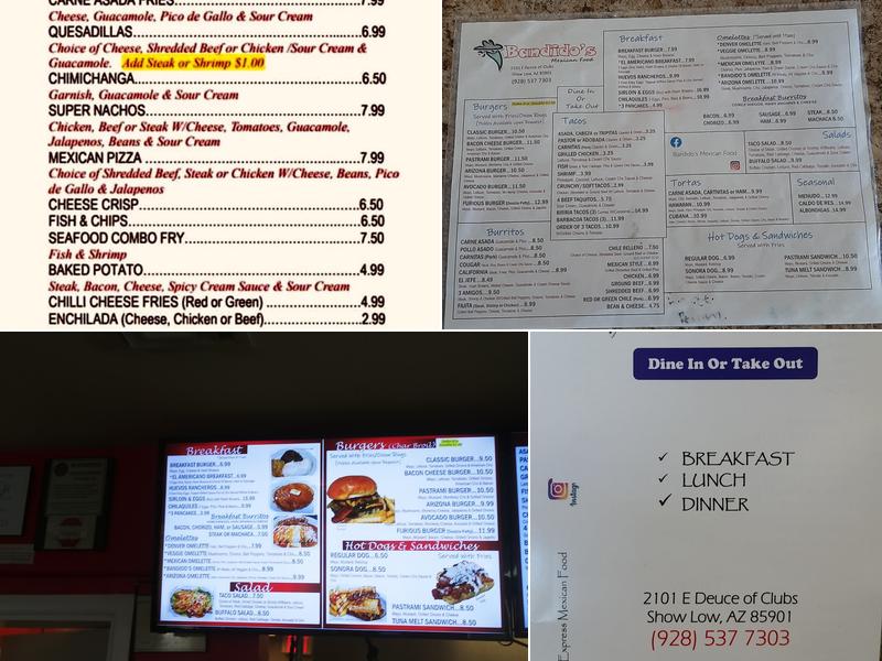 Bandido's Mexican Food Menu