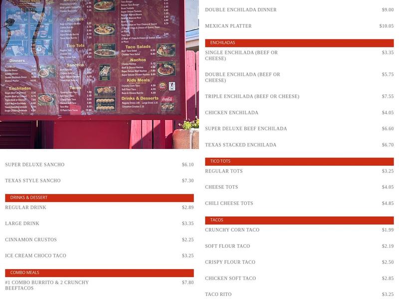 Taco Tico Menu