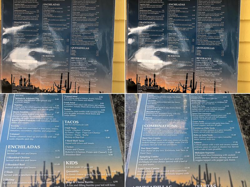 Luna Llena Restaurant Menu