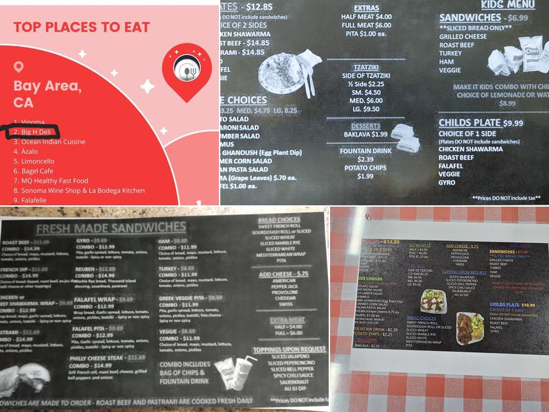 BIG H DELI Menu